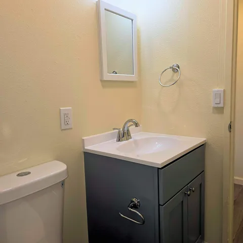 a bathroom with a sink and a toilet