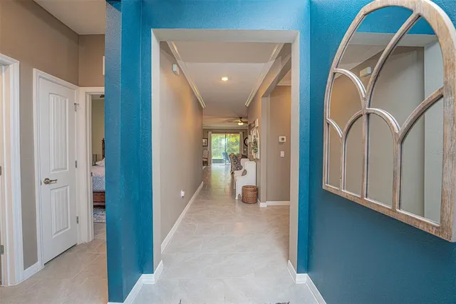 a view of a swimming pool with a yard