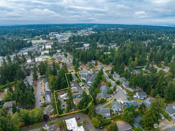 an aerial view of multiple house