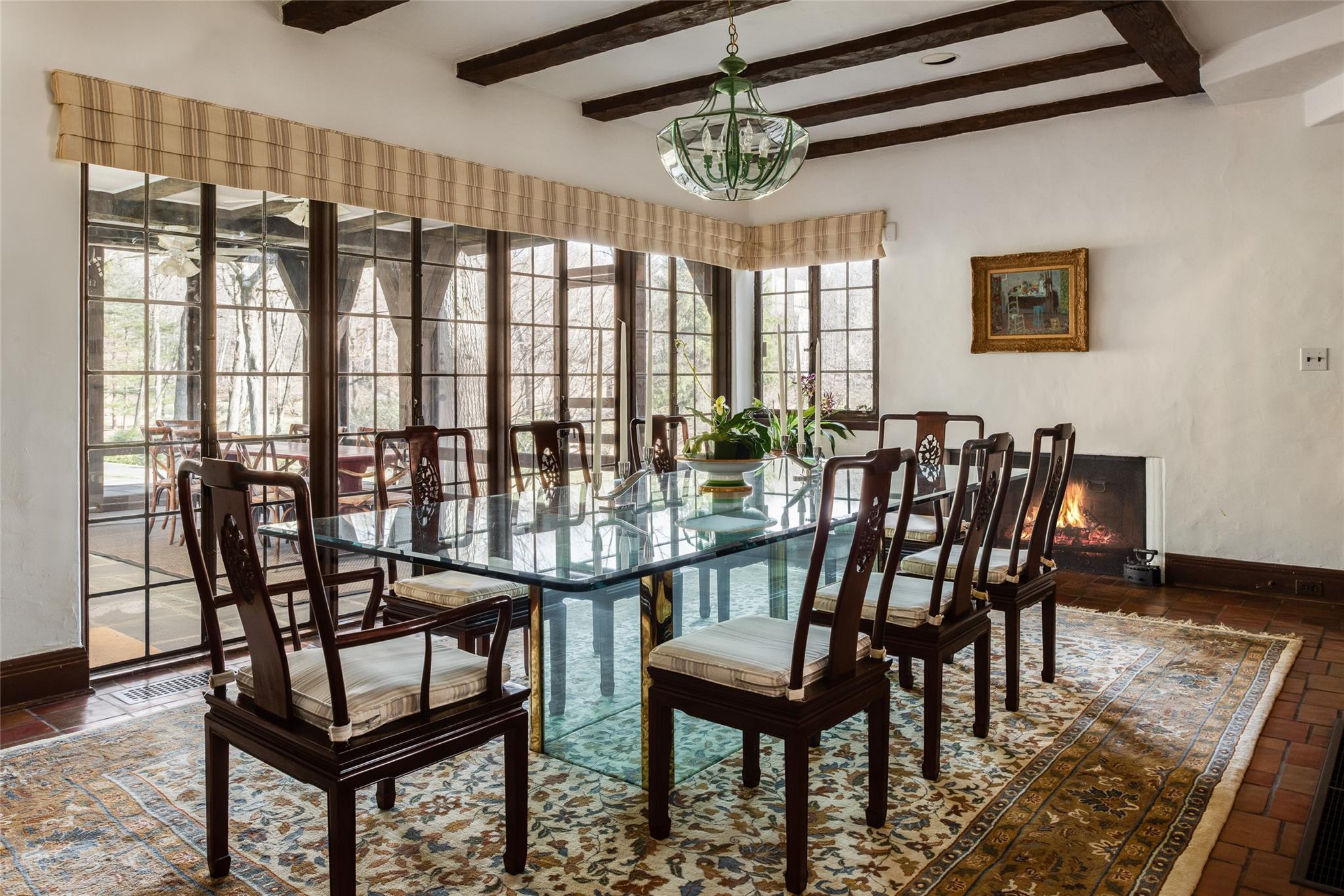 335 Croton Dam Road Ossining, NY 10562 - Photo 8 of 45 Dining room featuring baseboards, visible vents, and beamed ceiling