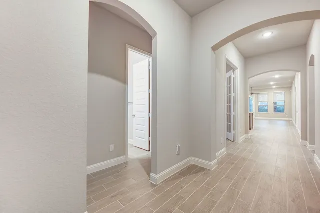 an empty room with windows