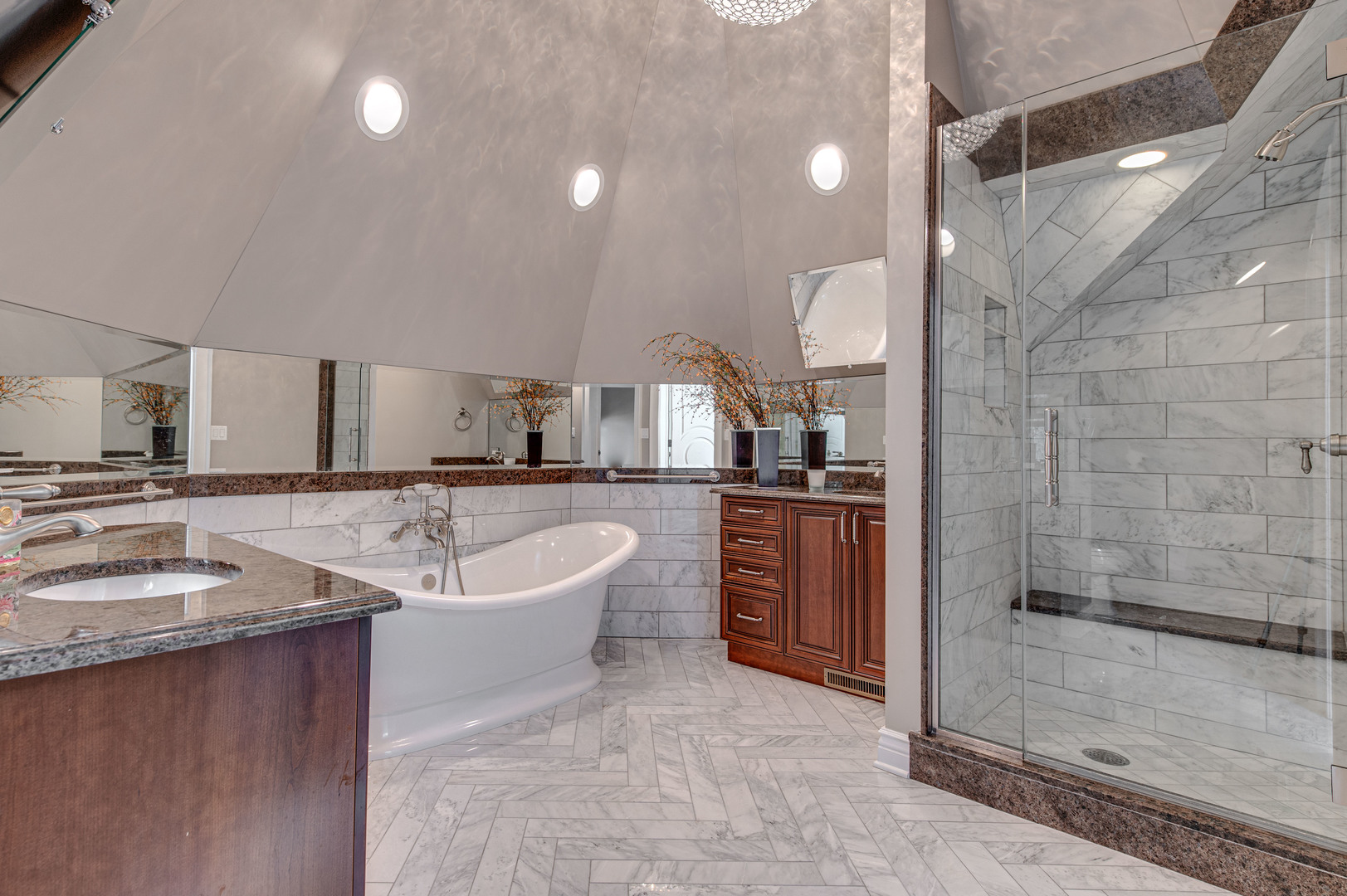 3051 West Logan Boulevard Chicago, IL 60647 - Photo 35 of 52 a bathroom with a granite countertop sink mirror and bathtub
