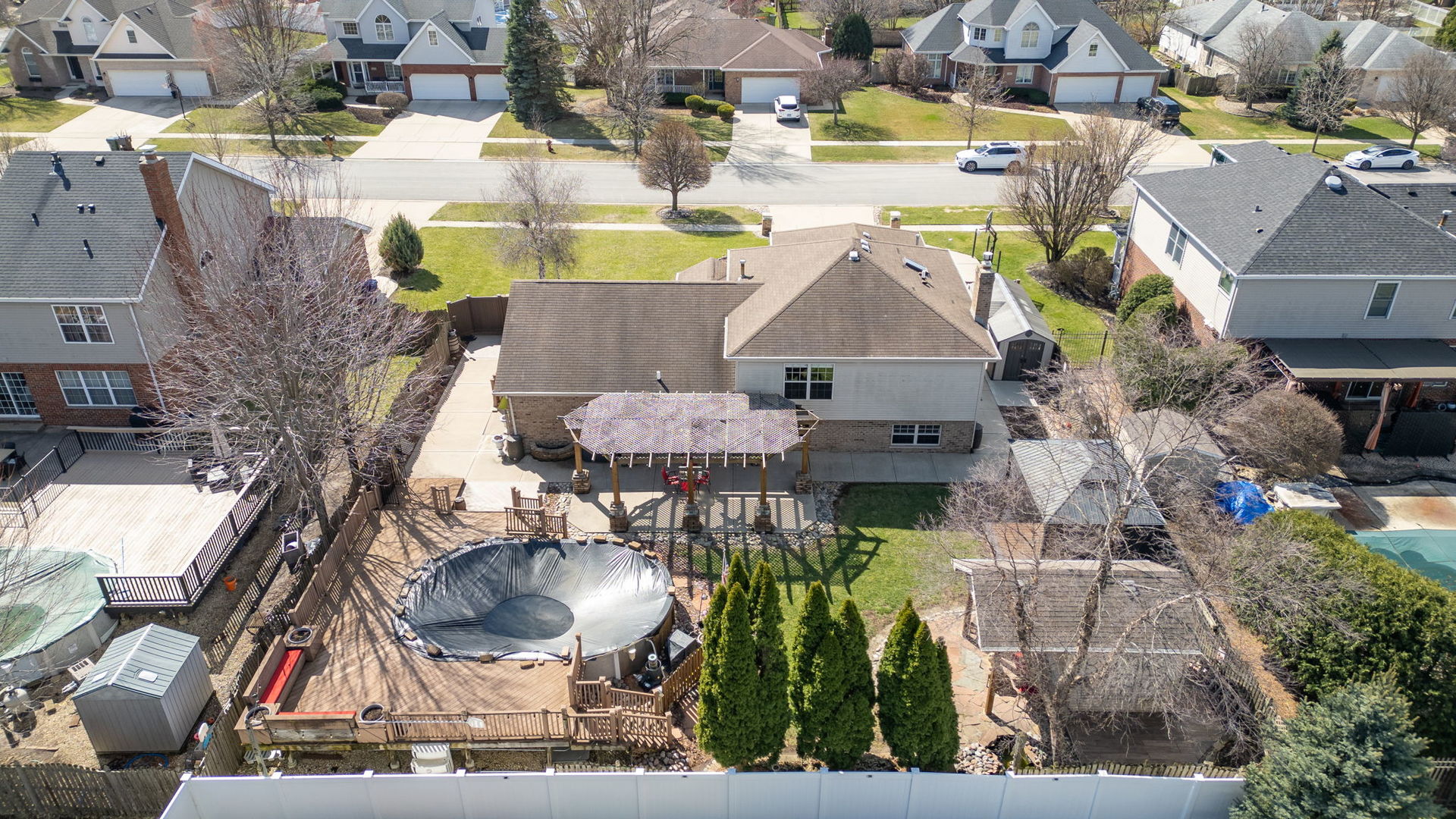 1035 Yamma Ridge New Lenox, IL 60451 - Photo 45 of 51 an aerial view of a house with swimming pool and large trees
