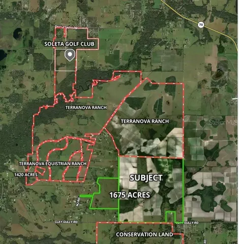 an aerial view of a street sign