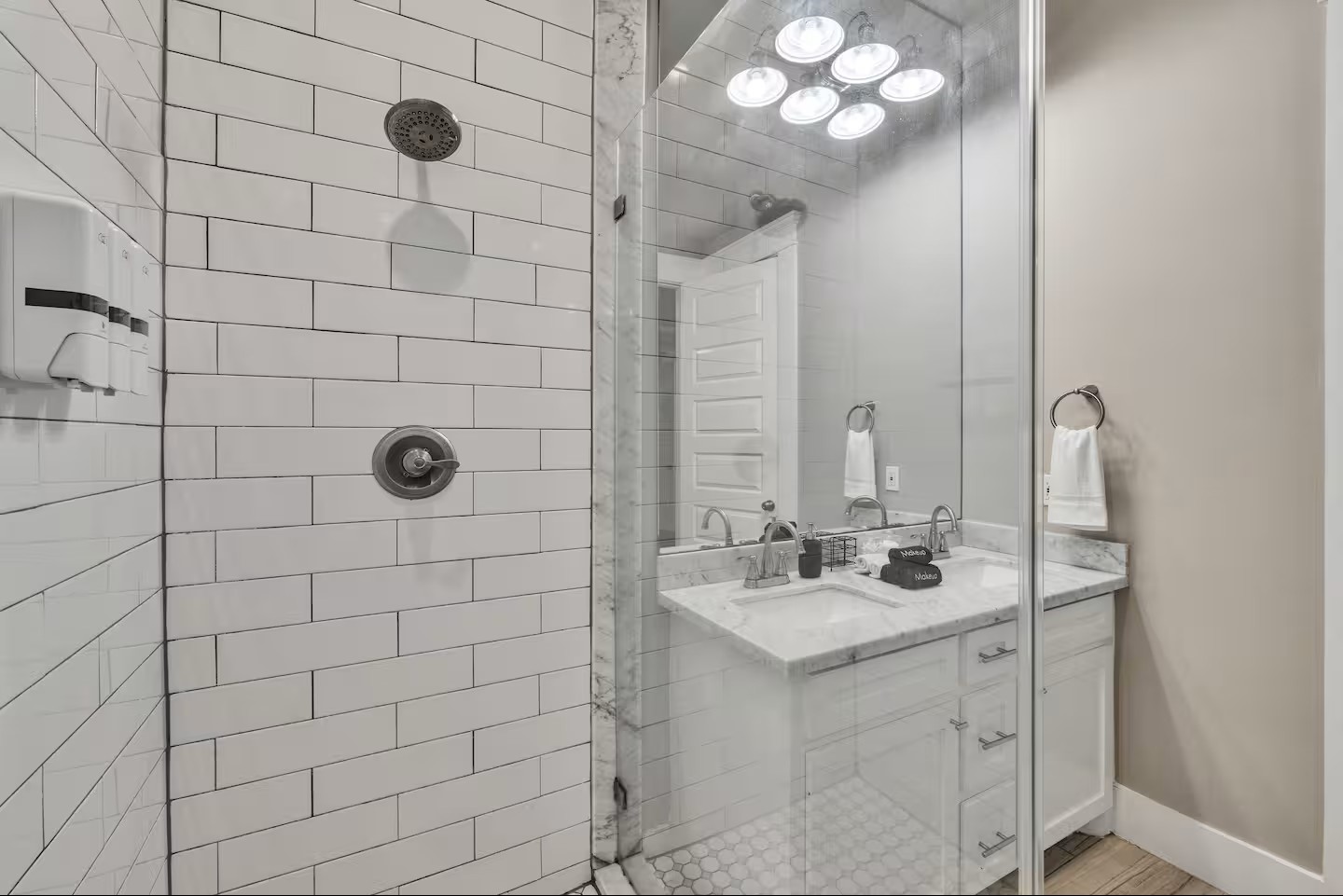 1006 Enid Street, Unit B Houston, TX 77009 - Photo 17 of 26 a bathroom with a sink mirror and shower