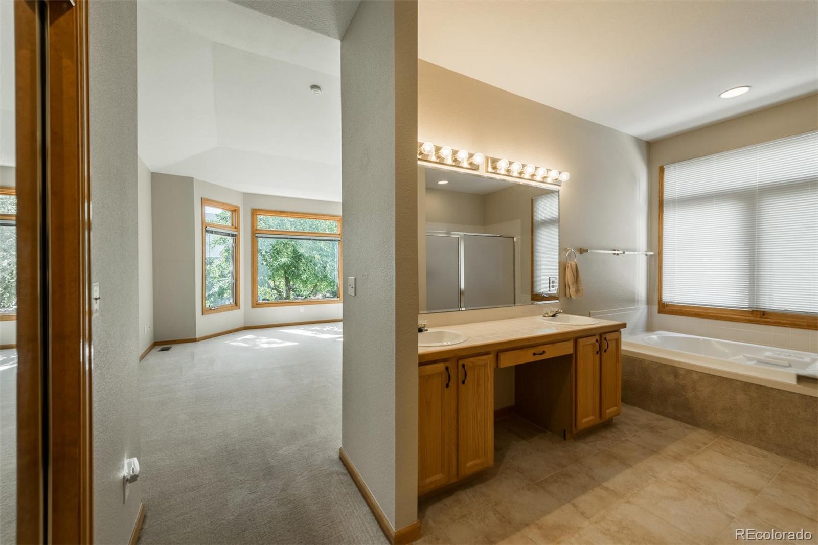 14 Hathaway Lane Highlands Ranch, CO 80130 - Photo 18 of 29 a view of a double vanity sink and a large mirror in a room