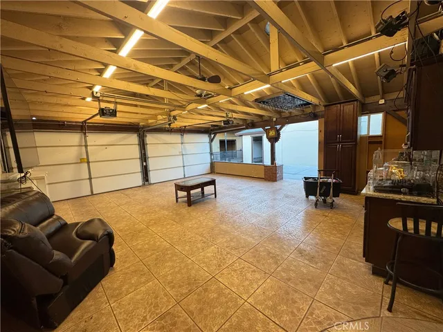 a view of a garage with furniture