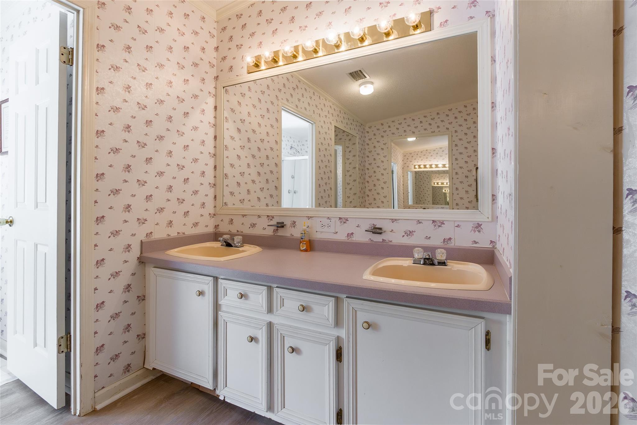 777 John Doster Road Pageland, SC 29728 - Photo 21 of 34 a bathroom with a double vanity sink and mirror