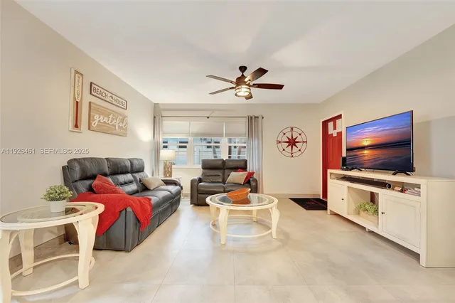 a living room with furniture and a flat screen tv