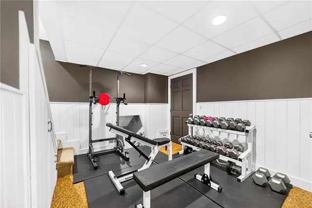 a room with gym equipment