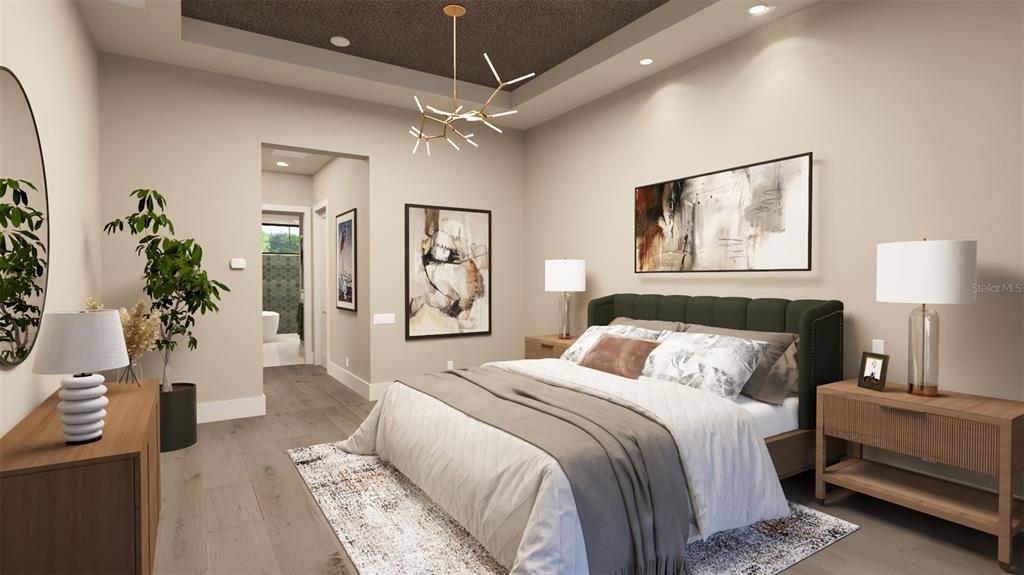 6023 Southwest 124th Way Archer, FL 32618 - Photo 7 of 21 a bedroom with a large bed and a chandelier