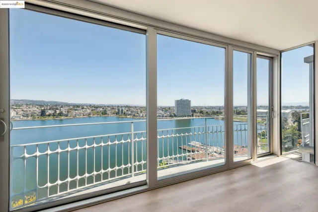 a view of a balcony with city view