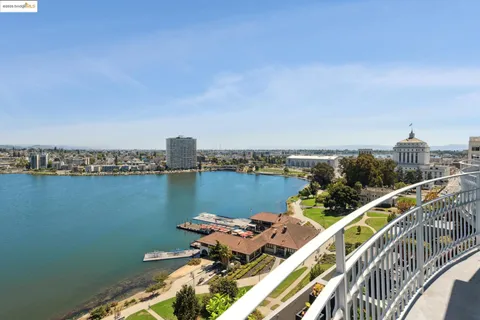 a view of a lake with a ocean view
