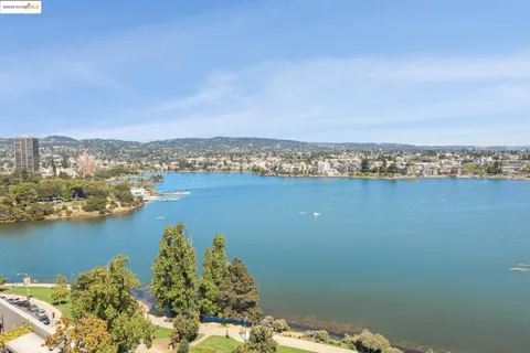 a view of a city and ocean view