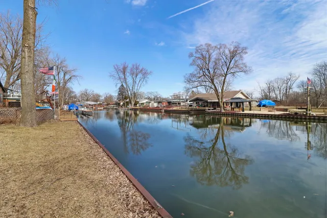a view of a lake with houses