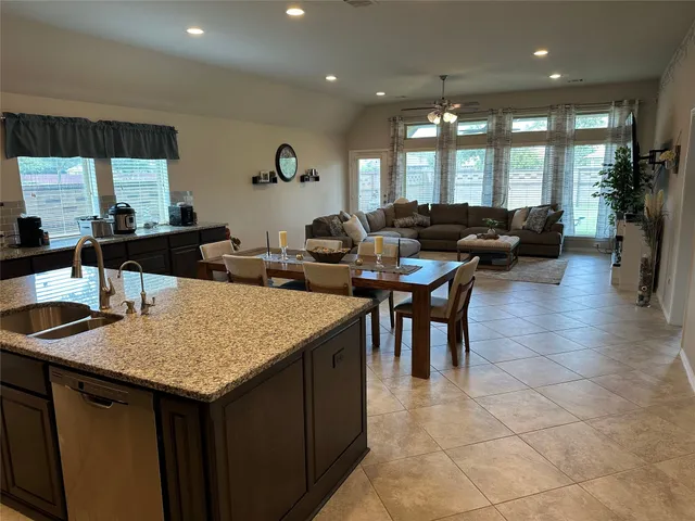 a kitchen with lots of counter top space