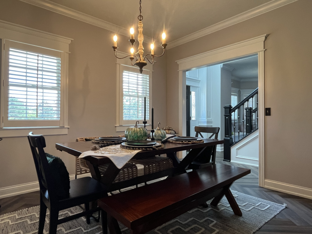 12747 Harrold Point Road Wapella, IL 61777 - Photo 14 of 48 a view of a dining room with furniture and chandelier