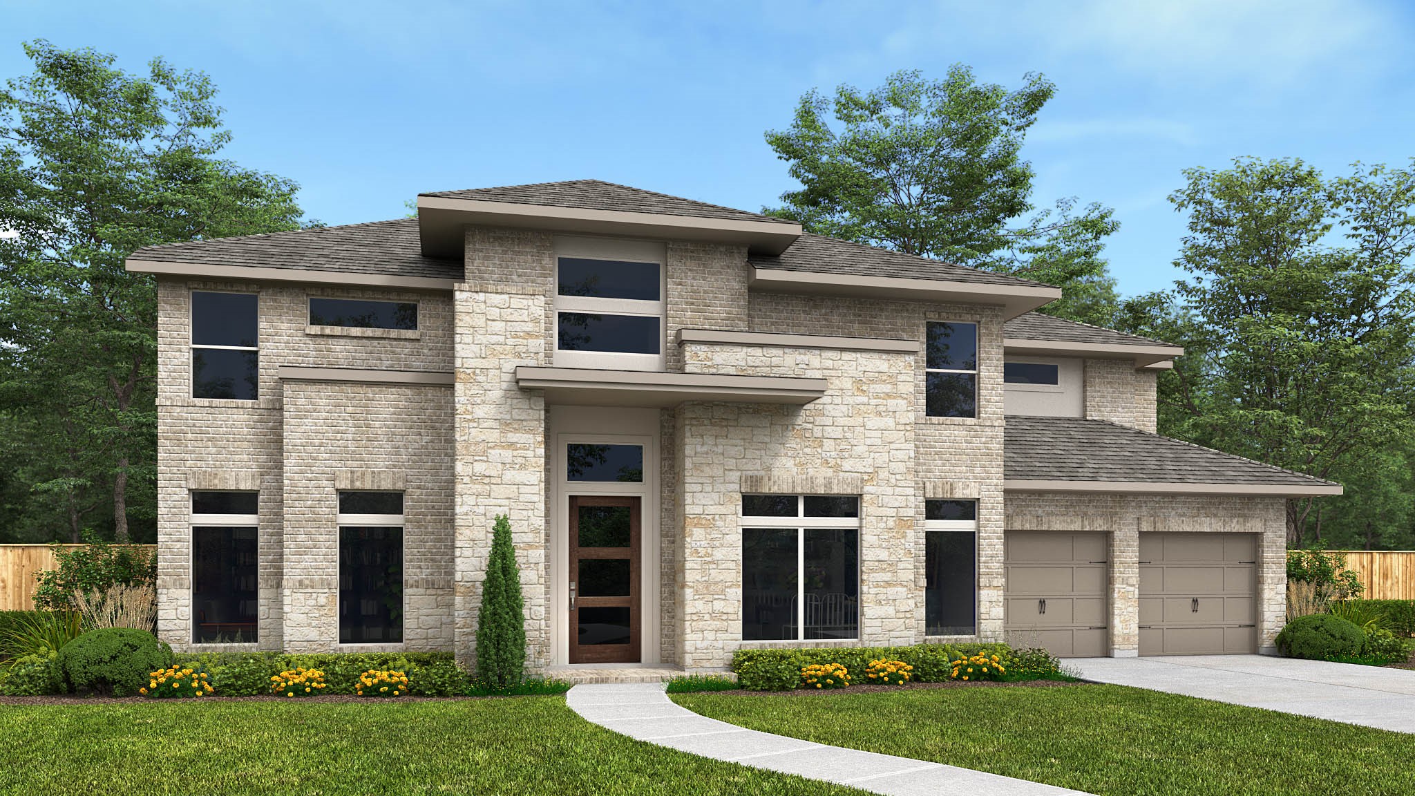 front view of a house with a yard