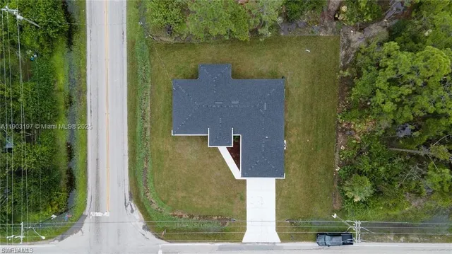 an aerial view of a house
