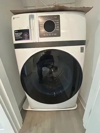a close view of washer and dryer