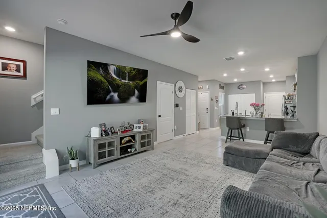 a bathroom with a sink vanity and a mirror
