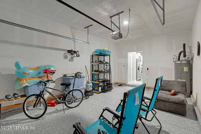 a view of a patio with a fireplace