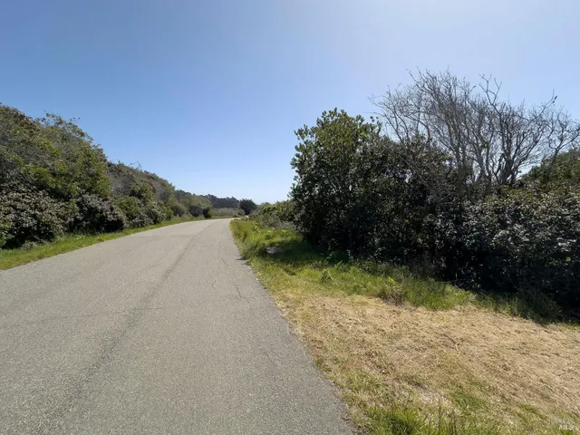 a view of a road with a yard
