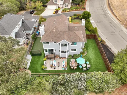 an aerial view of a house