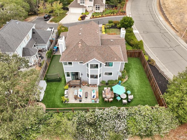 an aerial view of a house