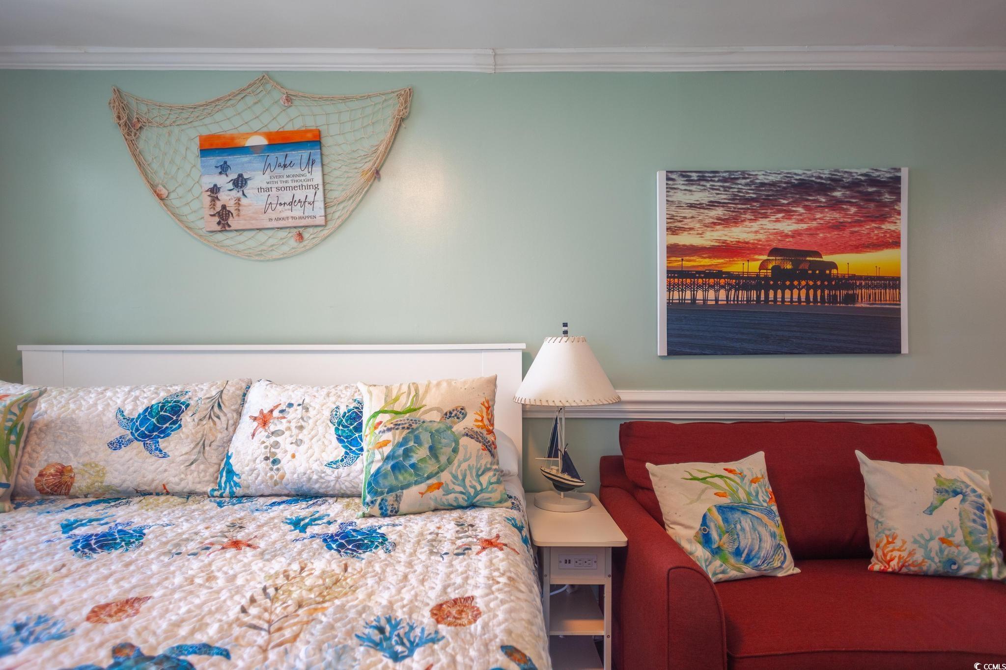 9550 Shore Drive, Unit 1728 Myrtle Beach, SC 29572 - Photo 17 of 36 Bedroom with crown molding