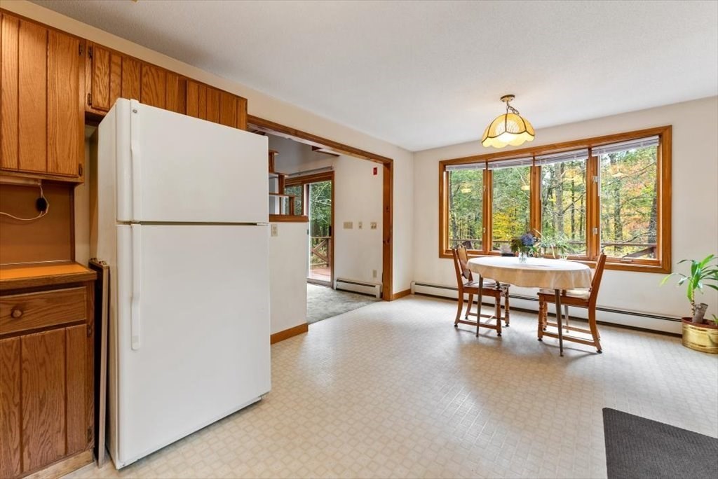 2172 Greenwich Road Hardwick, MA 01082 - Photo 12 of 42 a dining room with furniture large windows and a refrigerator