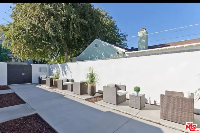 a kitchen view with a seating space