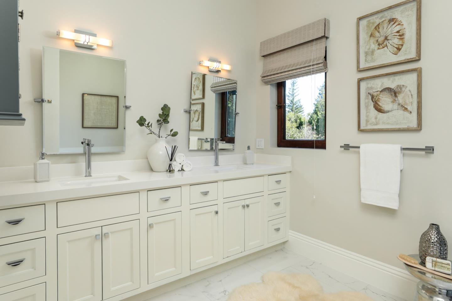 319 Walsh Road Atherton, CA 94027 - Photo 10 of 28 a bathroom with double sink and a mirror