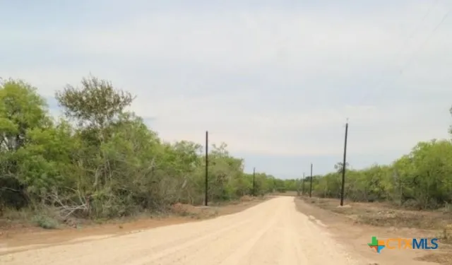 a view of a road with a yard