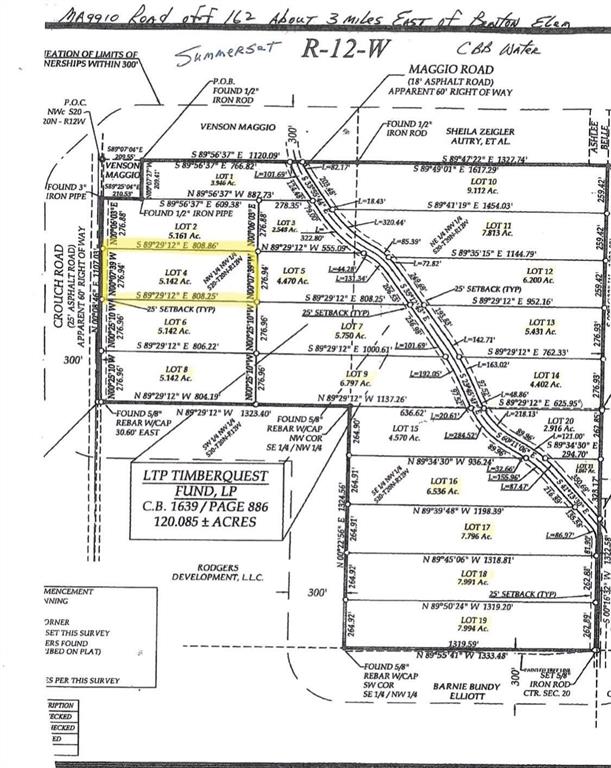 125 Crouch Road Benton, LA 71006 - Photo 4 of 4 Survey Plat. Illustrating property divisions, access roads, and acreage for multiple lots