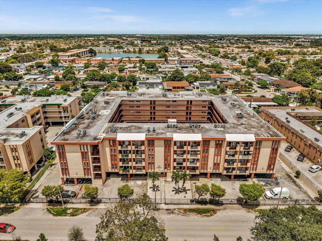 an aerial view of a building