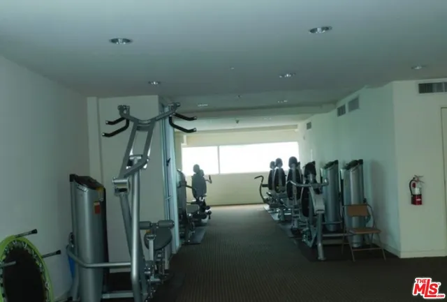 a view of a room with gym equipment