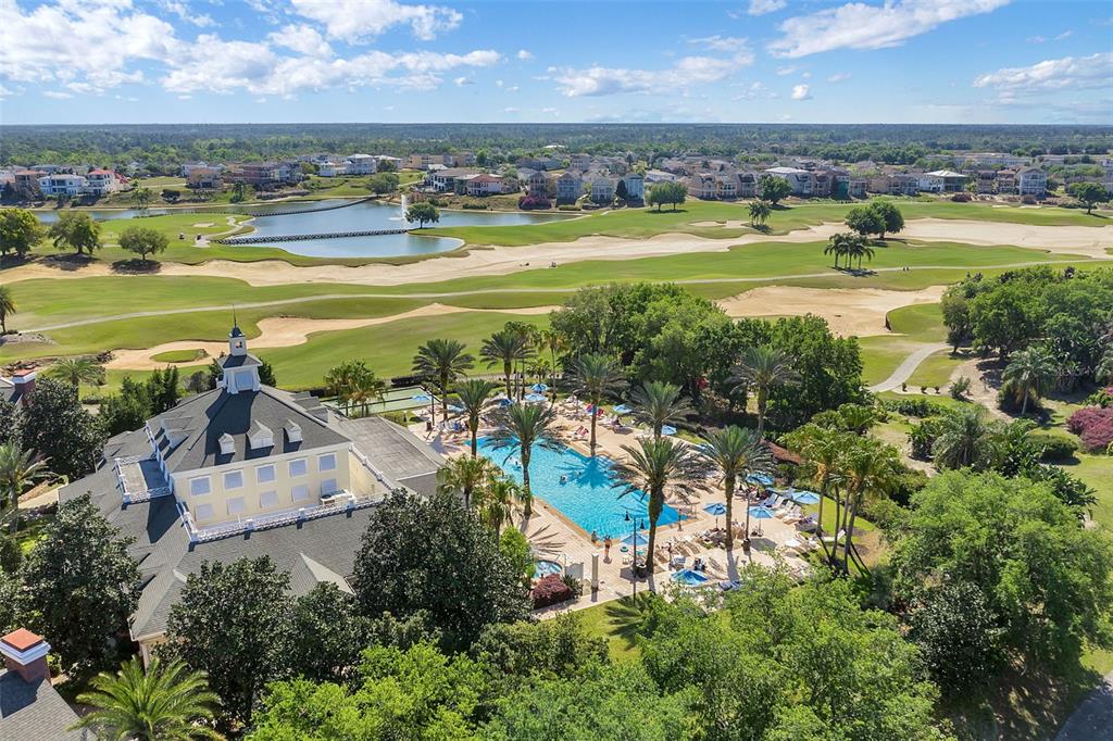 7423 Sparkling Court Reunion, FL 34747 - Photo 57 of 62 an aerial view of a house with a yard and lake view