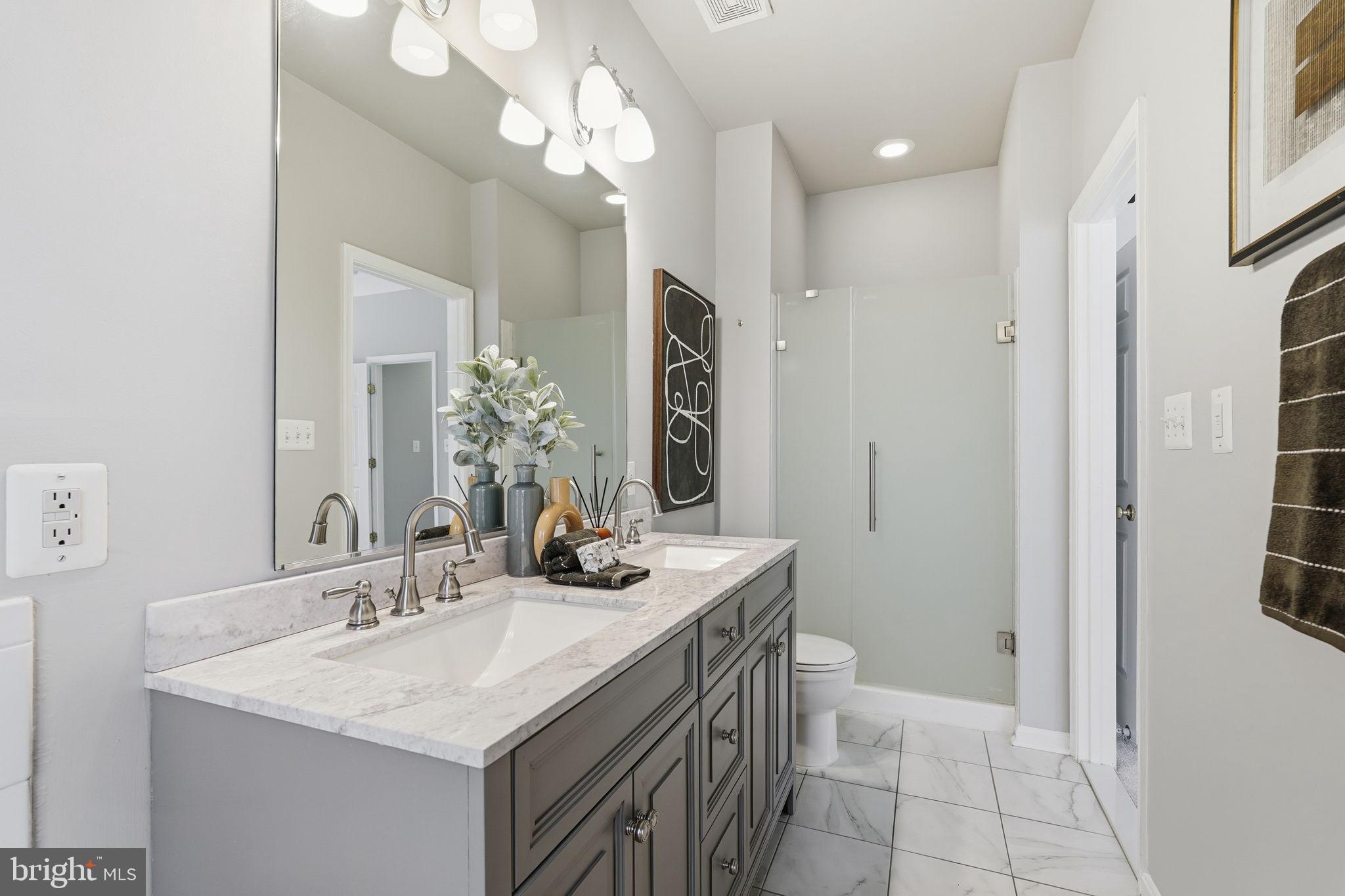 46600 Chase View Terrace Sterling, VA 20164 - Photo 19 of 38 a bathroom with a sink a light fixture and a mirror