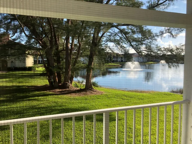 a view of a swimming pool with an outdoor space