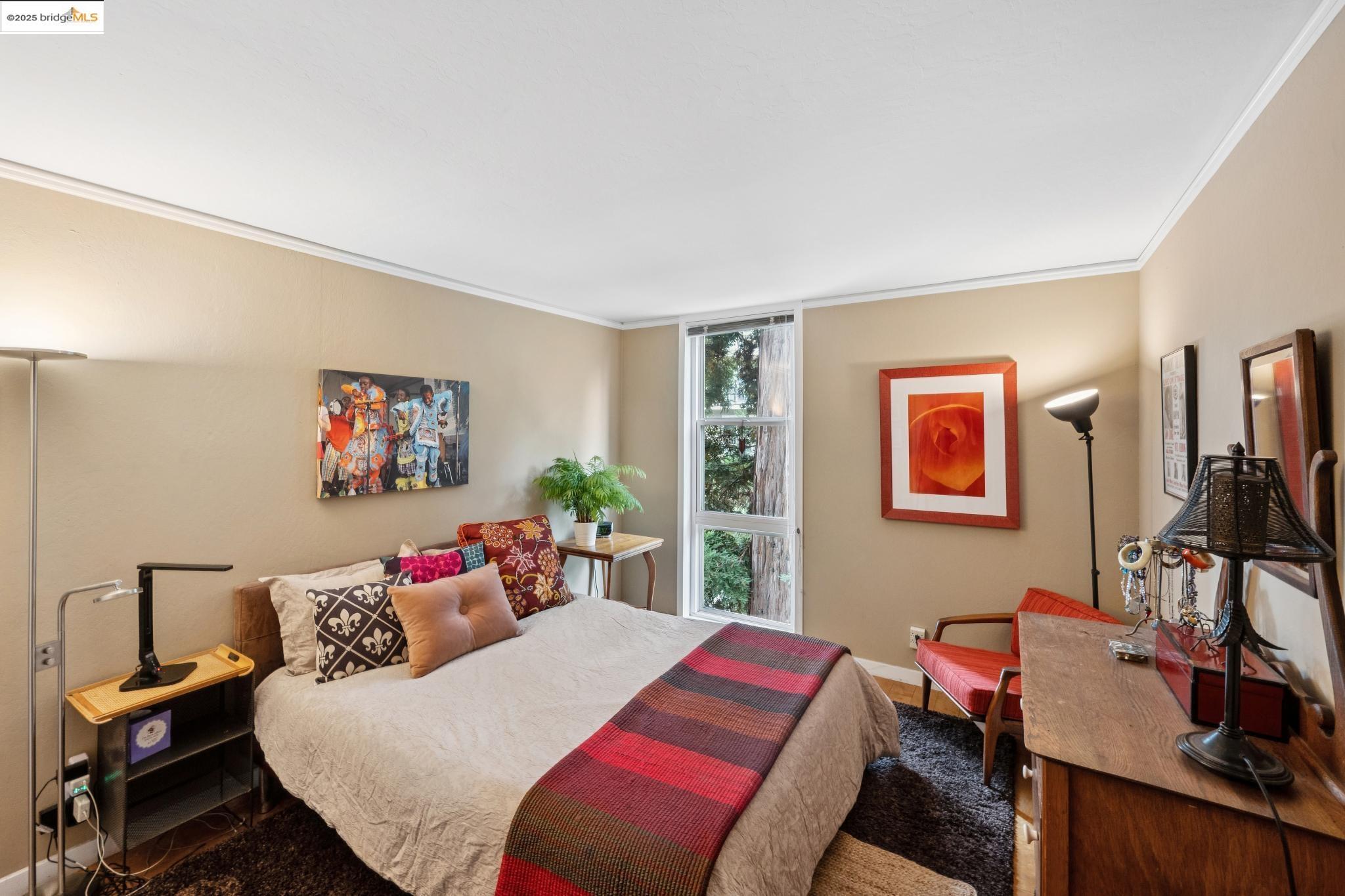 250 Whitmore Street Oakland, CA 94611 - Photo 22 of 33 Bedroom featuring crown molding and wood finished floors