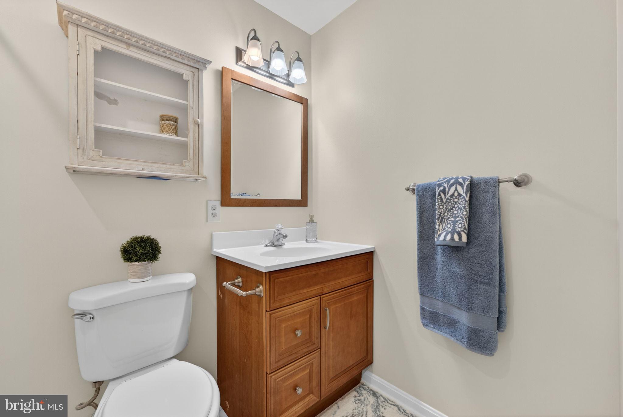 9283 Springs Road Warrenton, VA 20186 - Photo 5 of 18 a bathroom with a toilet sink vanity and mirror