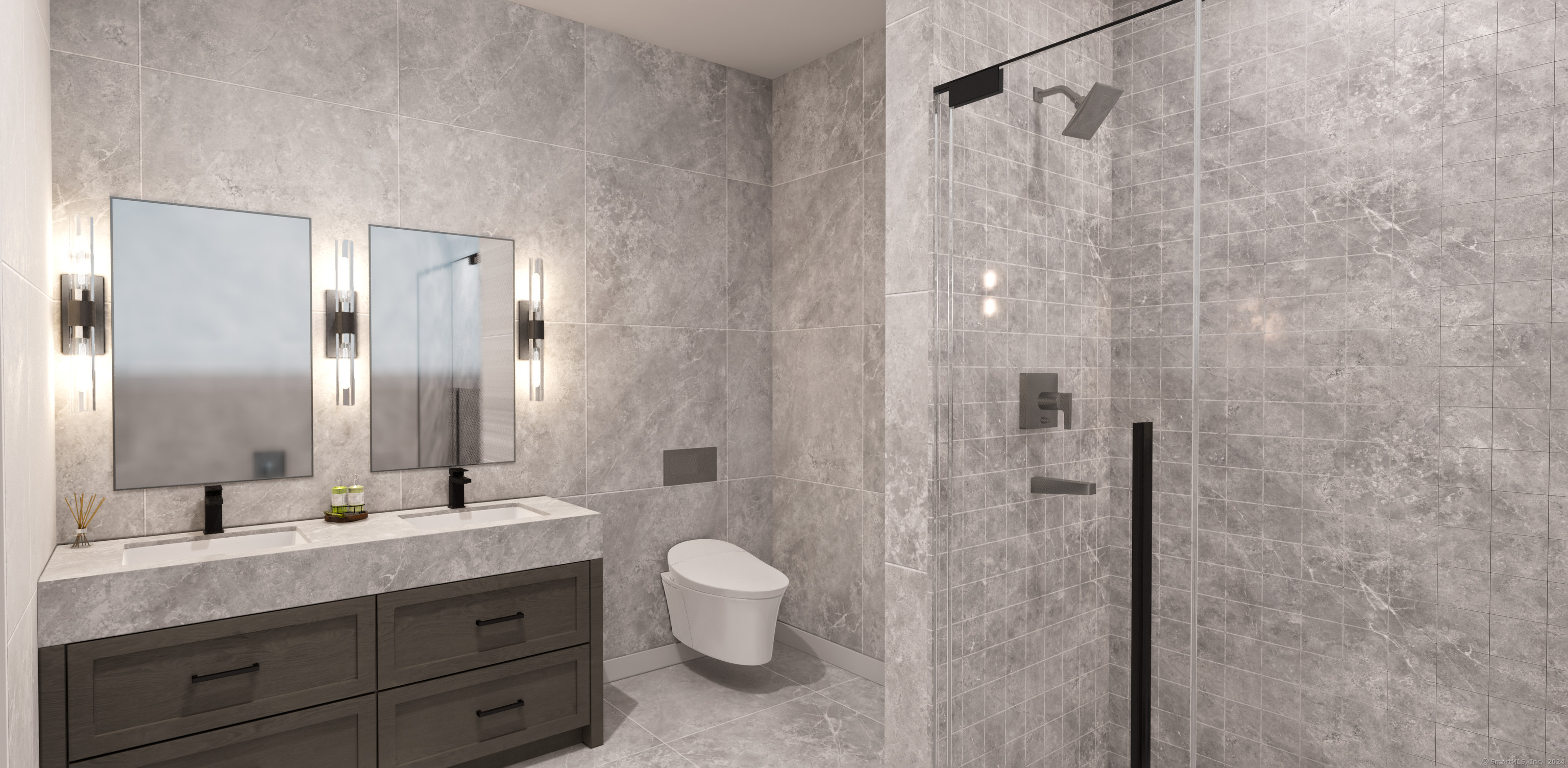 2 Arapahoe Road, Unit 603 West Hartford, CT 06107 - Photo 22 of 29 a bathroom with a double vanity sink mirror and shower