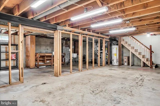 a view of a room with wooden roof