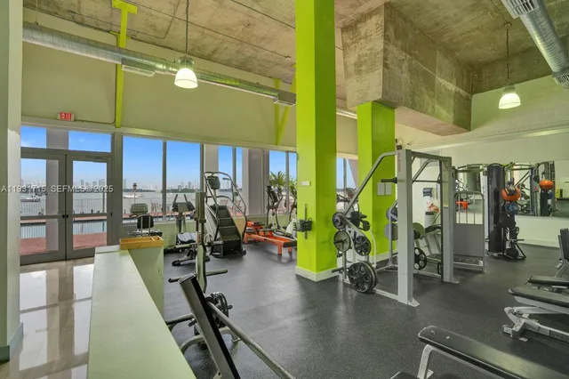 a view of a room with gym equipment