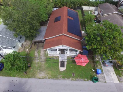 an aerial view of a house