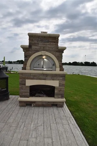 a view of a swimming pool with a patio