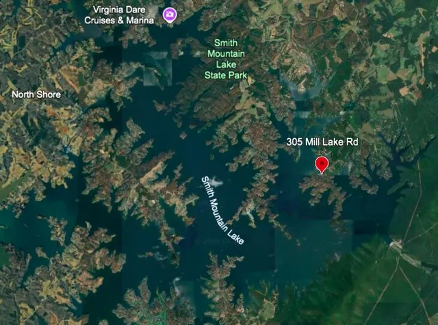 a view of a lake with a mountain