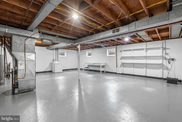 a view of a room with racks on the wall