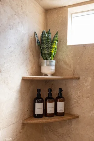 a closeup of a sink with a potted plant on it